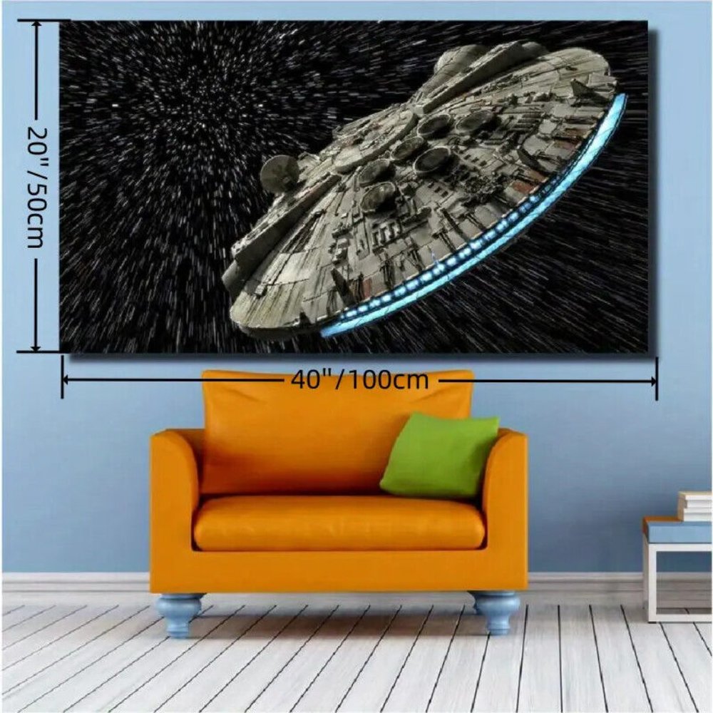 Star Wars Millennium Falcon Canvas Wall Art Poster 20x40 Han Solo Decor - Picture 4 of 6